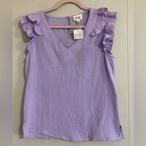 NWT Bibi Lavender Ruffled Sleeve Top